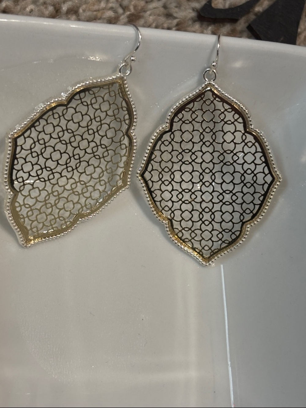 Delicate Filigree Gold-Tone Dangle Earrings - New